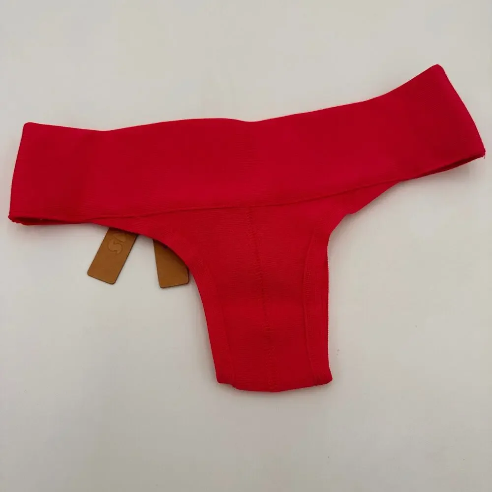 Skims Knit Swim Cheeky Bottom Magenta Hot Pink Swimsuit Size XXS